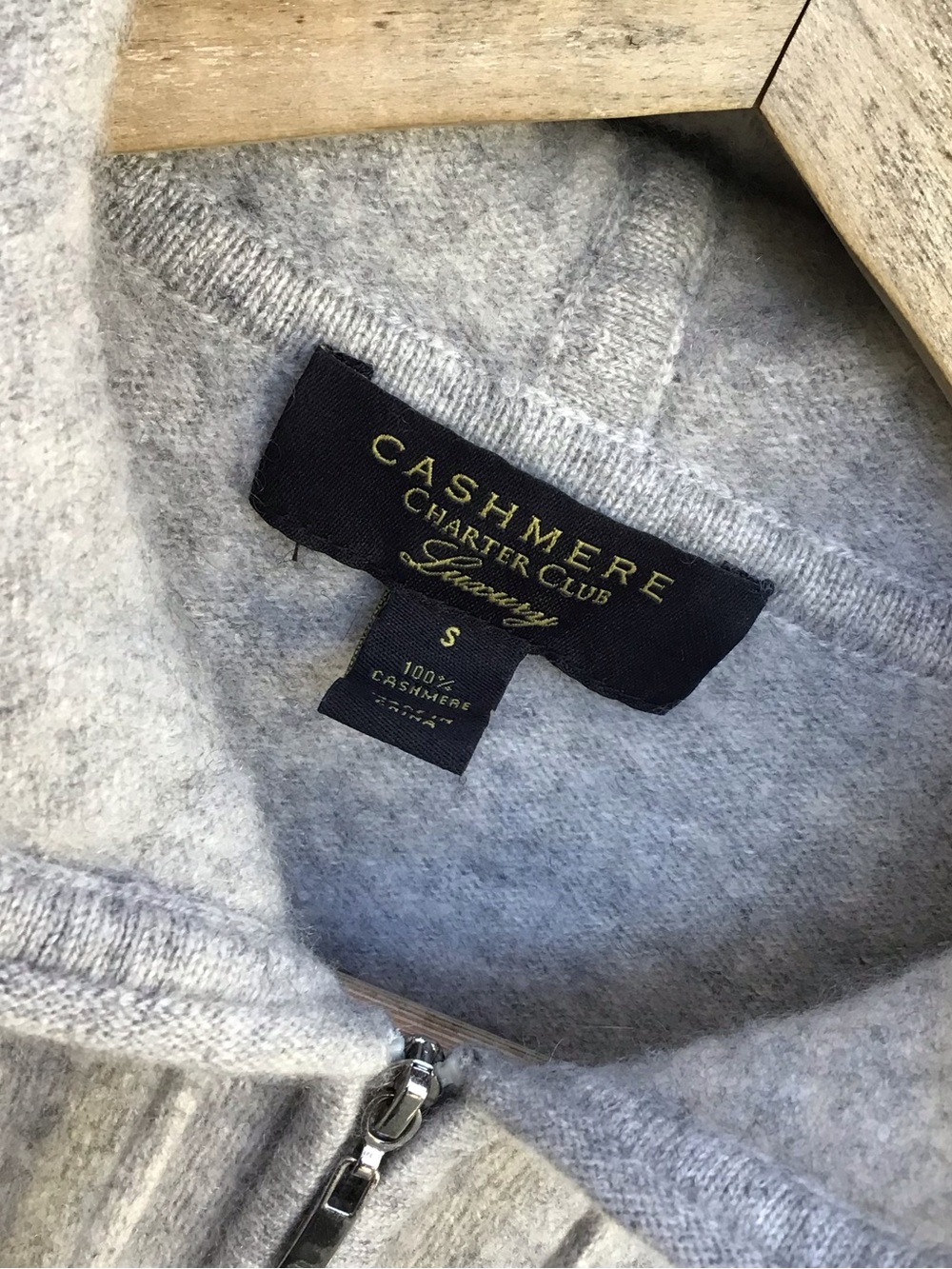 Cashmere Charter Club Gray Full Zip Hoodie Sweater 100% Cashmere Size Small - Picture 5 of 6